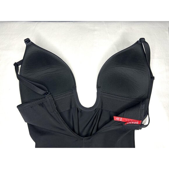 Spanx Bodysuit Womens Medium Black Suit Your Fancy Plunge Bra Low-Back Shapewear - Picture 6 of 14